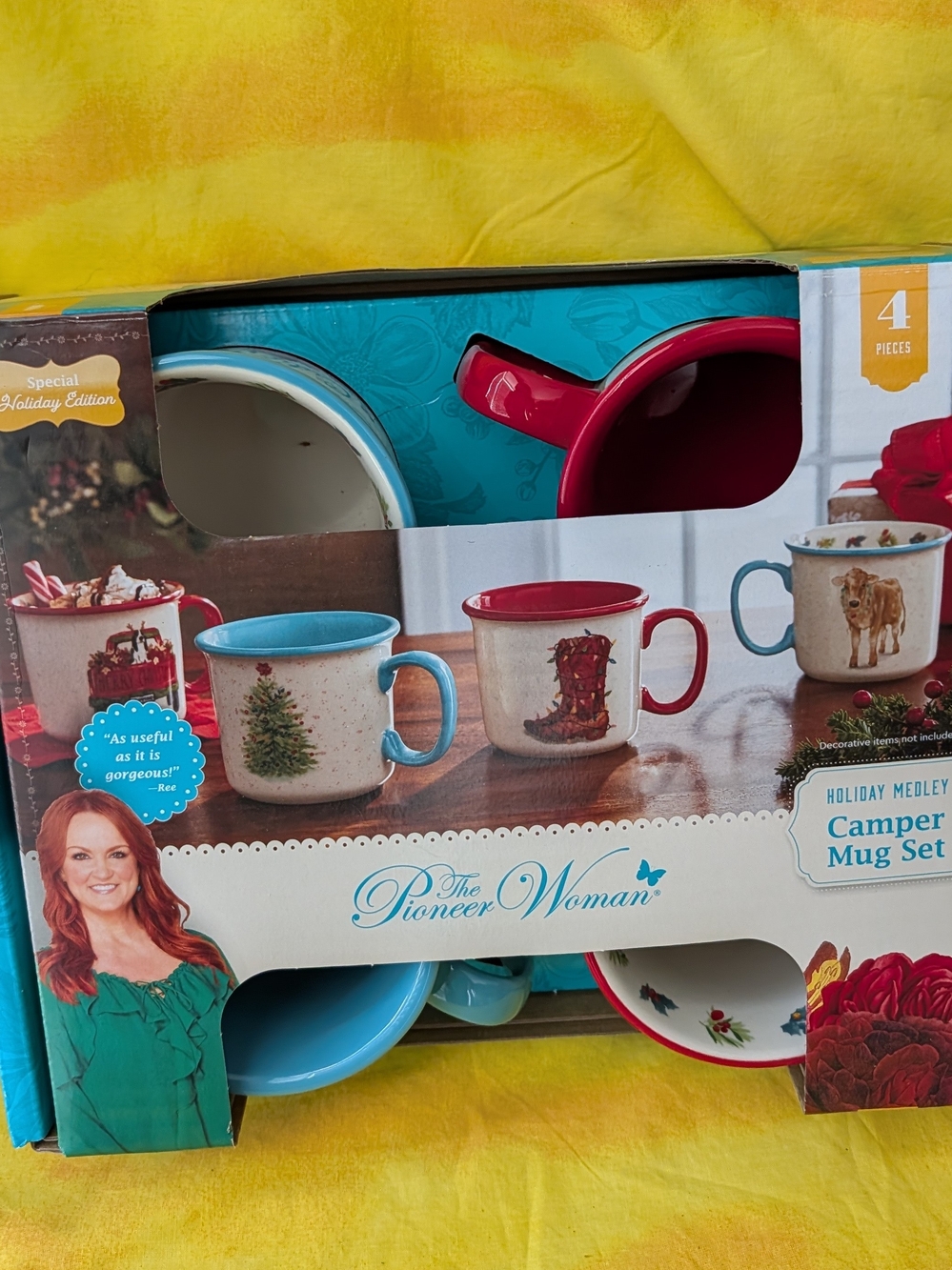 The Pioneer Woman Holiday Medley Camper Mug Set - Red & Blue